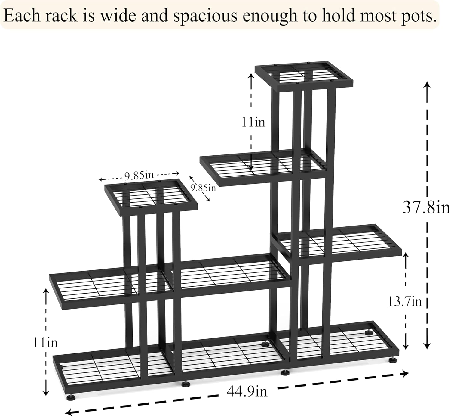 Plant Stand Indoor Corner Plant Stand Window Sill Plant Shelf for Bonsai Tree Live Plants Indoor Outdoor Metal Flower Rack for Apartment Decor Patio Decor, (6-Tier 16 Potted)