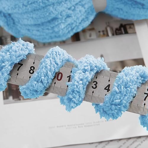 Vista 48 de HOMBYS Hilo de felpilla grueso verde salvia para tejer a mano, esponjoso, suave, jumbo, hilo súper voluminoso para manta gruesa, hilo para tejer