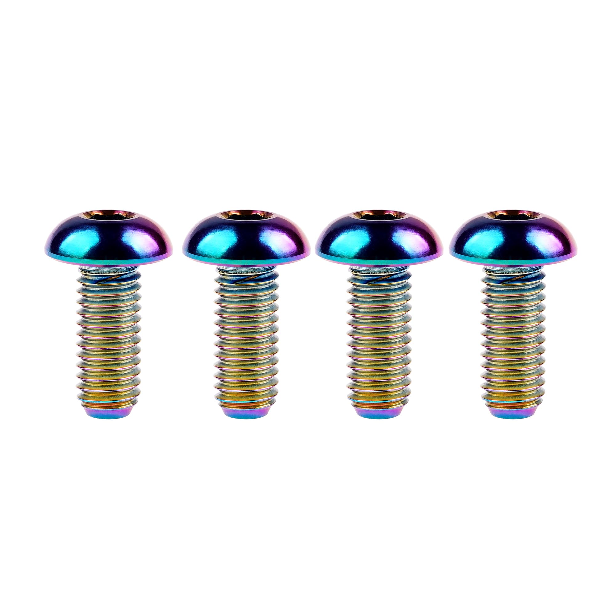 Ruifu M5 Titanium Gr5 Allen Button cap Screws Bolts 8 10 12 15 18 20 25 30mm for Bicycle Water Bottle Cage (Pack of 4) (Rainbow, M5x12mm)