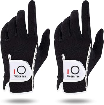 FINGER TEN Golf Gloves Men Rain Grip 2 Pack