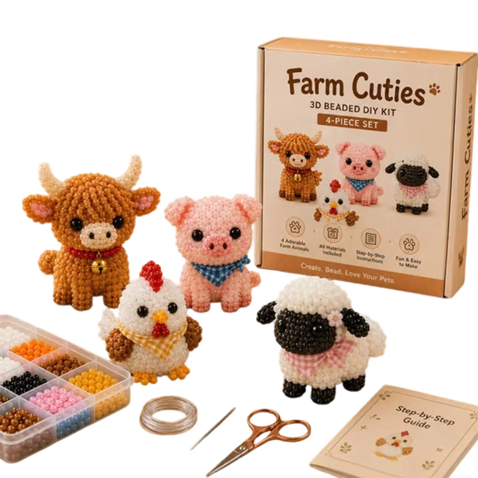Tfaoys Farm Cutie Creative Animal Beads Craft Set With Assorted Colors And Shapes Family Entertainment Craft Beads For Babies Family Fun And Home Decor Party Decoration
