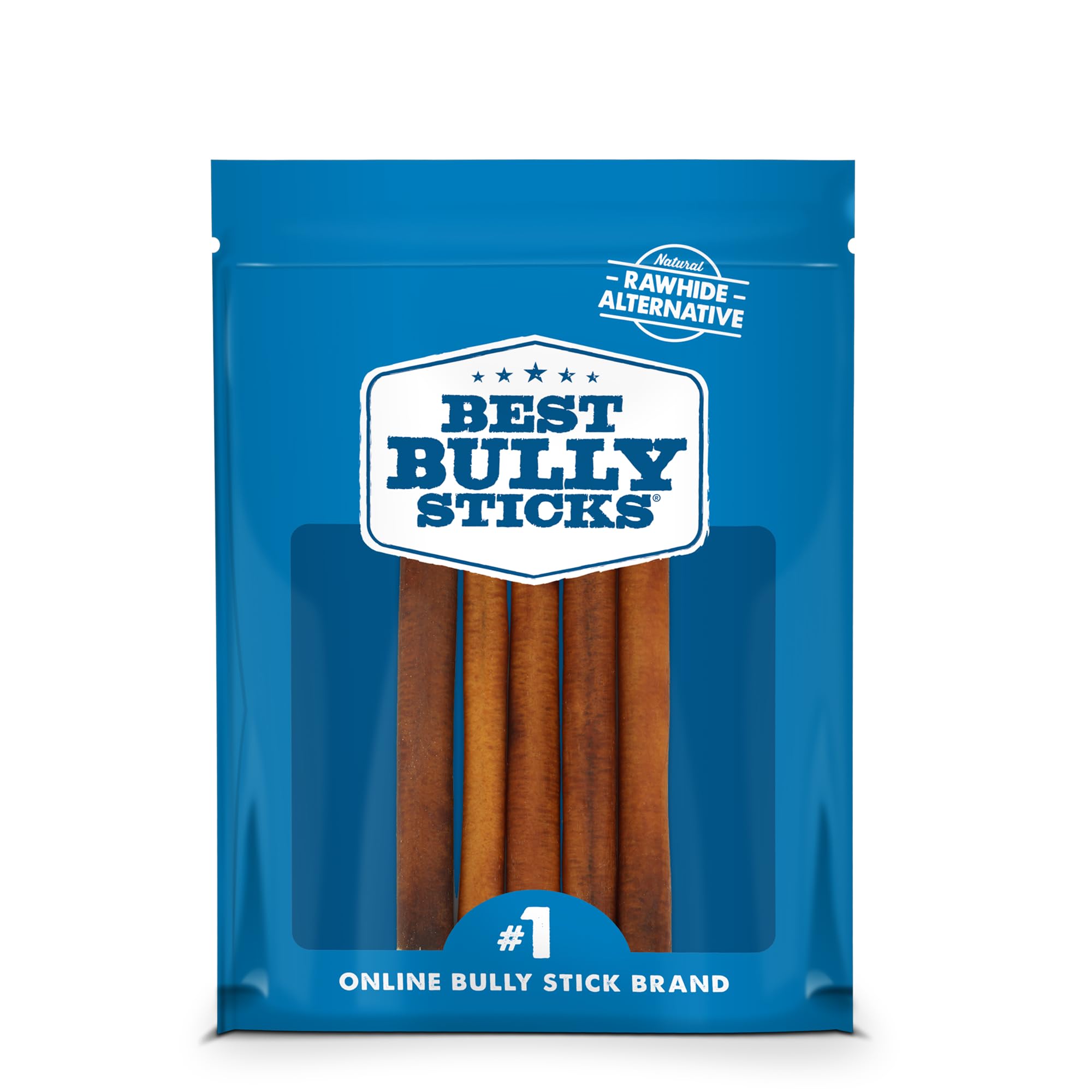 6 Inch Bully Sticks for Dogs - 5 Count (Pack of 1) - Natural, Easily Digestible, Grass-Fed Beef, Grain and Rawhide Free - Trial Size