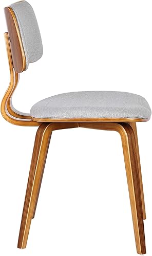 Miniatura 4 de Armen Living Jaguar Mid-Century - Silla de comedor en madera de nogal y tela gris - Juego de 2