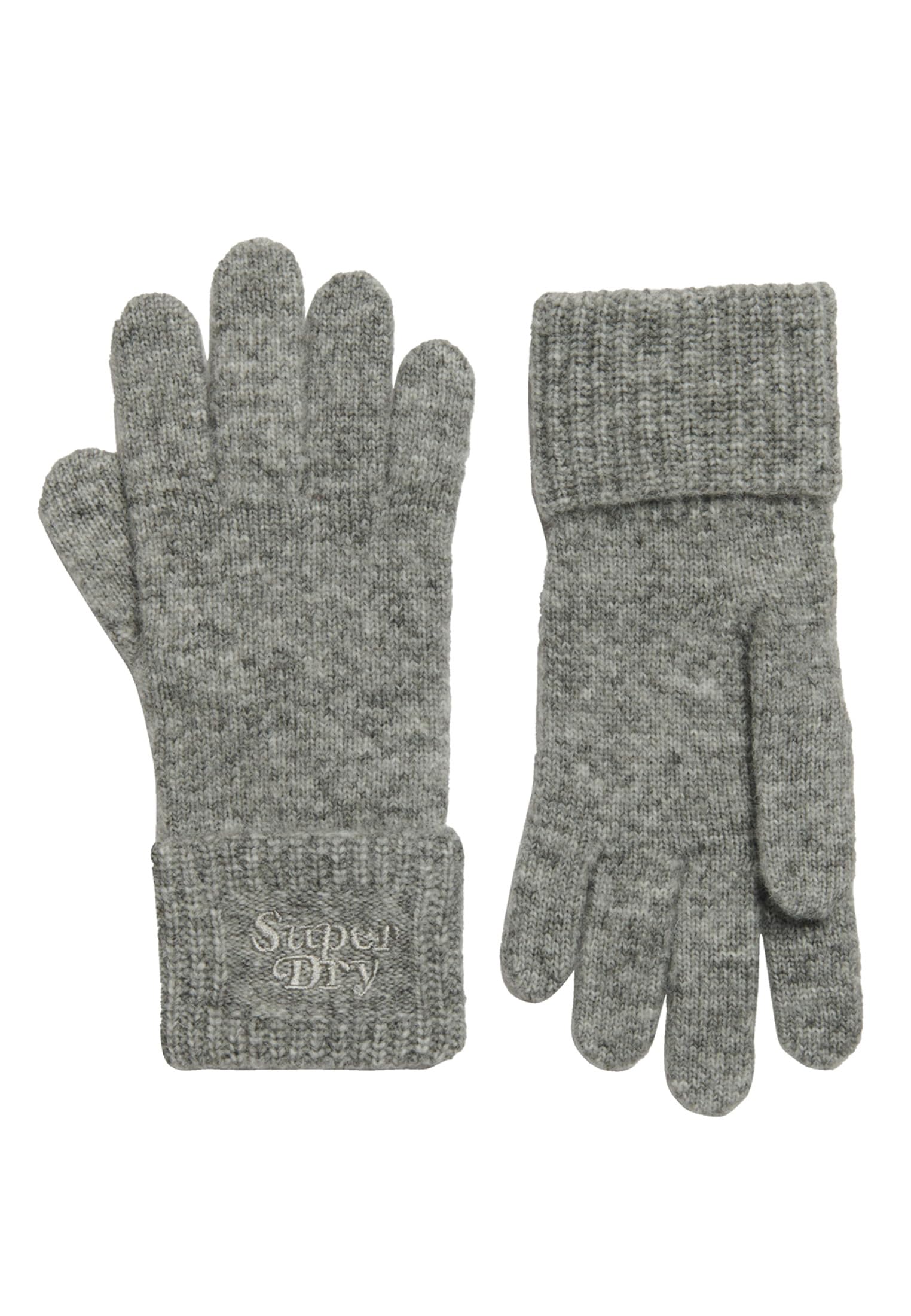 Superdry Womens Ribbed Knitted Gloves, Wool Blend Fabric, Knitted Design