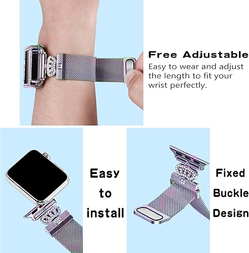 Miniatura 7 de Correa magnética compatible con Apple Watch de 1.496 pulgadas, 1.575 pulgadas, 1.614 pulgadas, 1.654 pulgadas, 1.732 pulgadas, correa de metal de