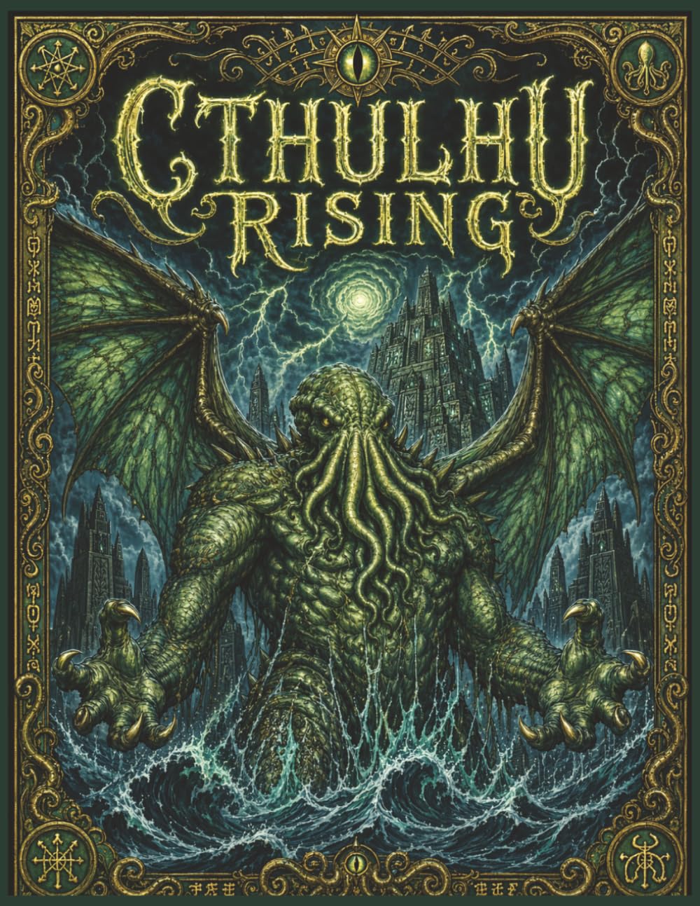 Cthulhu Rising: An H.P. Lovecraft Cosmic Horror Illustrated Bestiary and Adult Coloring Book with Lore Entries for Mythos Creatures