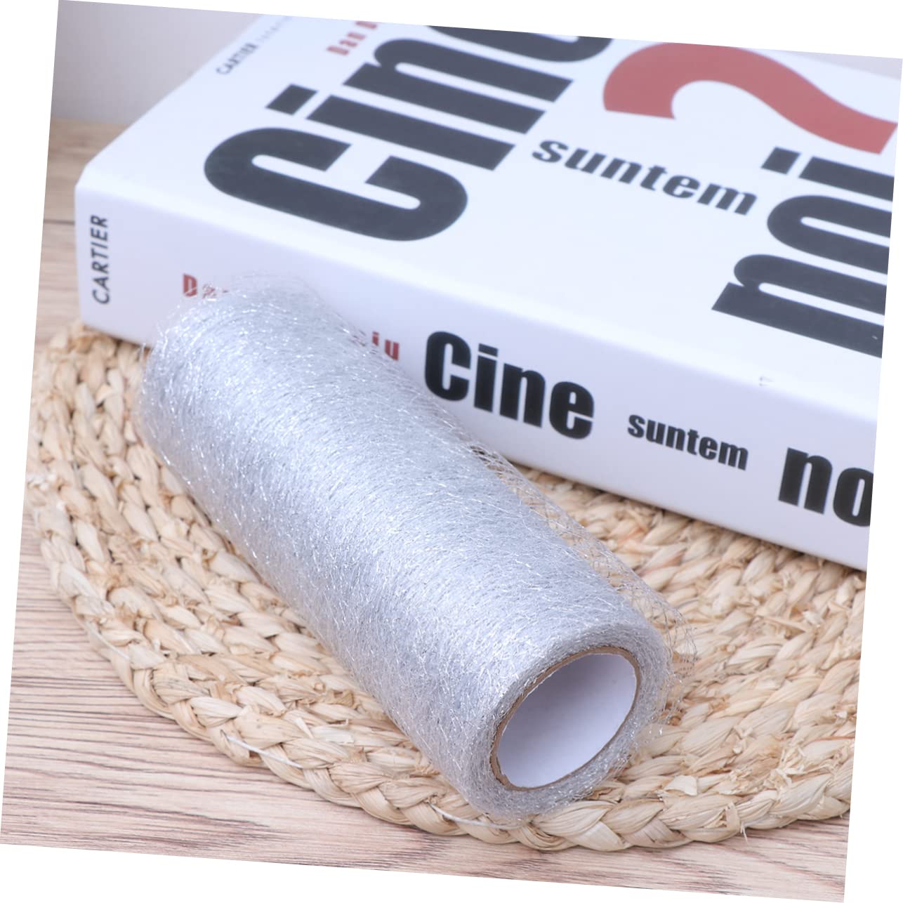 HOODANCOS 1pc 10 Tulle Yarn Sequins Mesh Tulle Fabric Spool Silk Tulle Fabric Wedding Ornament Pink Tulle Fabric DIY Craft Tulle Ribbon Wedding Decor Black Fabric Tulle Ribbon Silver