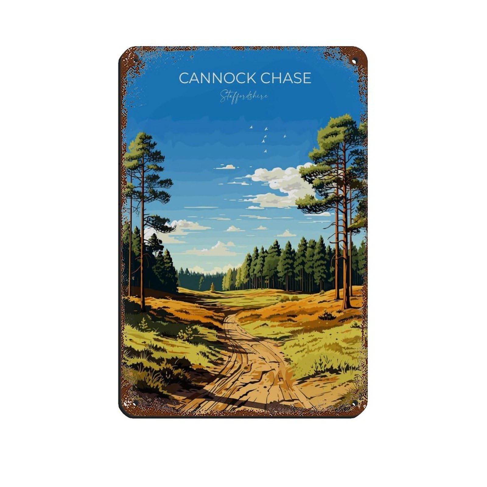 Affiche Cannock Chase métallique : impression haute définition style rétro