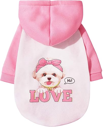 Miniatura 1 de QWINEE Sudadera con capucha para perro de dibujos animados, ropa para perros y gatos, ropa para perros Yorkie Pomerania, Chihuahua, ropa para