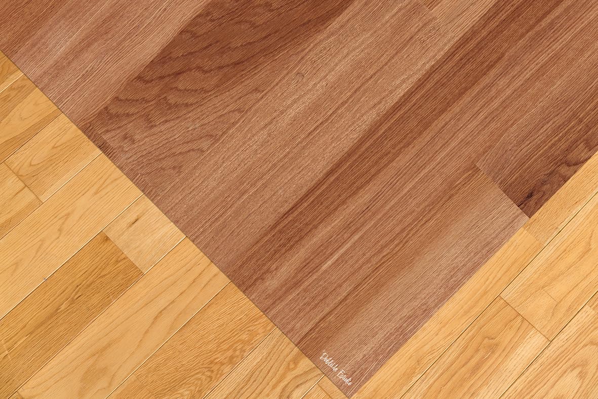 DobleUve Estudio Alfombra Vinílica Madera Parquet Oscuro | Marrón | 100x150 | Alfombra Cocina Lavable Antideslizante | Alfombra Vinilo Salón | Suelo de Vinilo