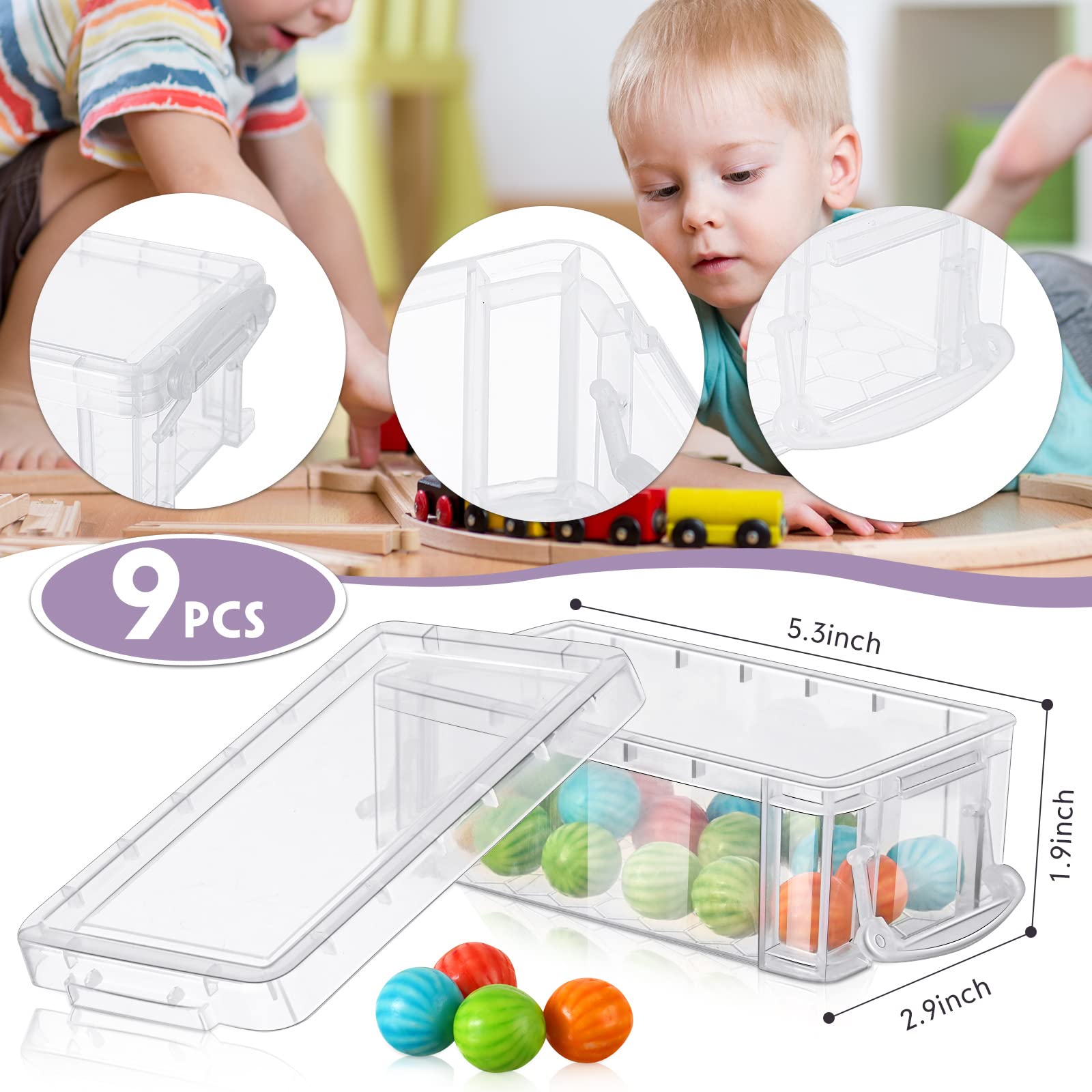 Sepamoon 9-teilige kleine Kunststoff-Aufbewahrungsbox mit Deckel, bunt, durchscheinend, stapelbar, Werkzeug-Aufbewahrungskoffer, Mini-Nähkästchen, Organizer, Kunststoff-Organizer für Schreibwaren,