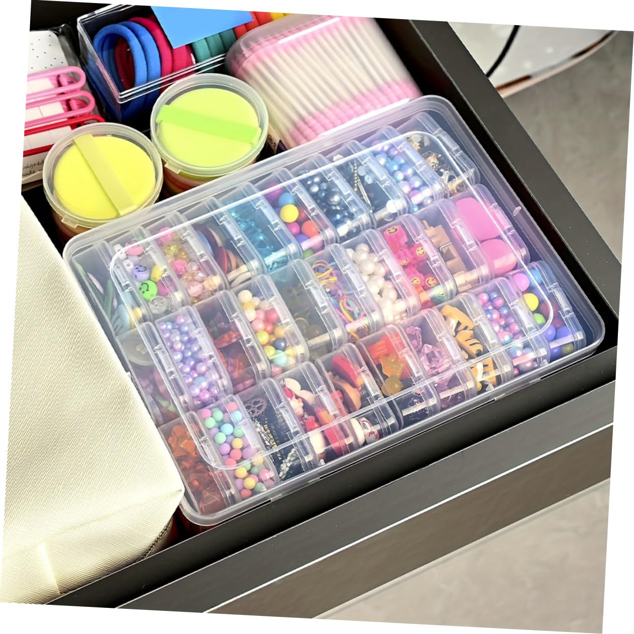 Angoily 2sätze Kunststoffbox Transparent mit Deckel Kleine Aufbewahrungsbox für Bastelbedarf Perlen Schmuck Kleinteile Diy-zubehör und Haushaltsartikel