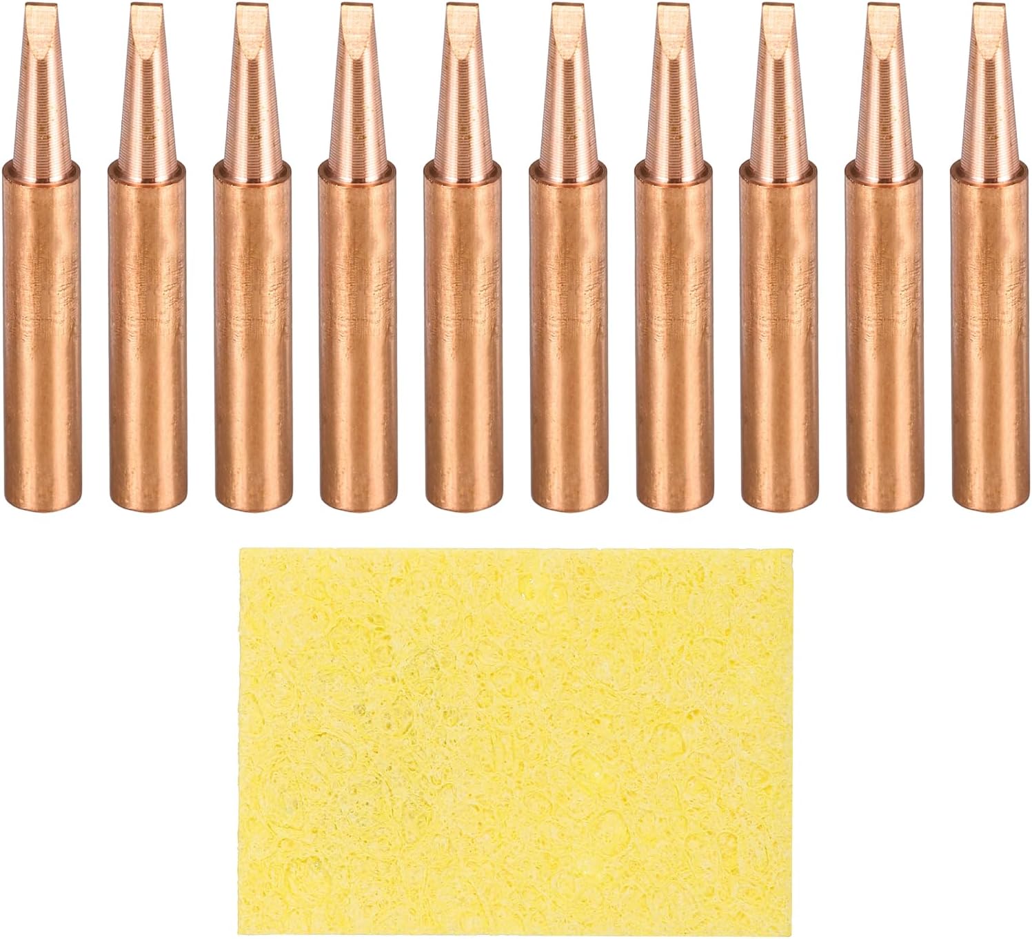 MECCANIXITY 10 Pcs 900M Soldering Iron Tips Copper Non-magnetic Welding Head with Cleaning Sponge Pad Replacement for Solder Station Tip (900M-T-2.4D)