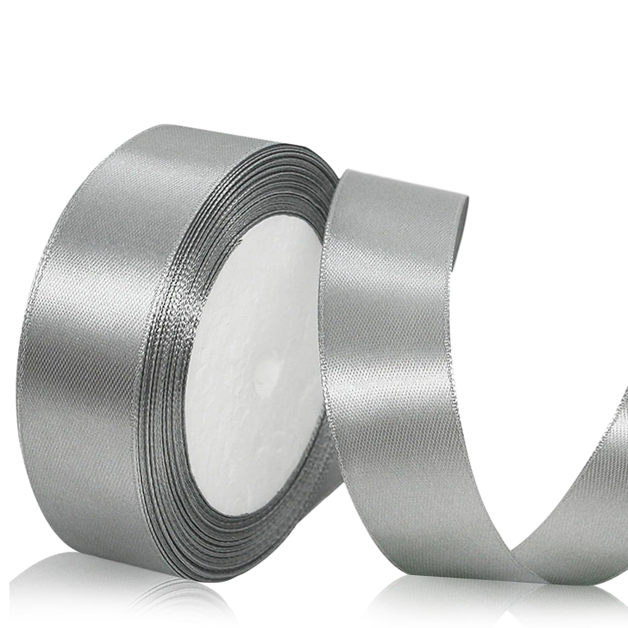 Geschenkband Satinband 22m, 20mm Breit Geschenkband, Silbergrau Schleifenband für Hochzeit, Bastelarbeiten und Geschenkverpackung Hochzeitsdekoration (Silbergrau)