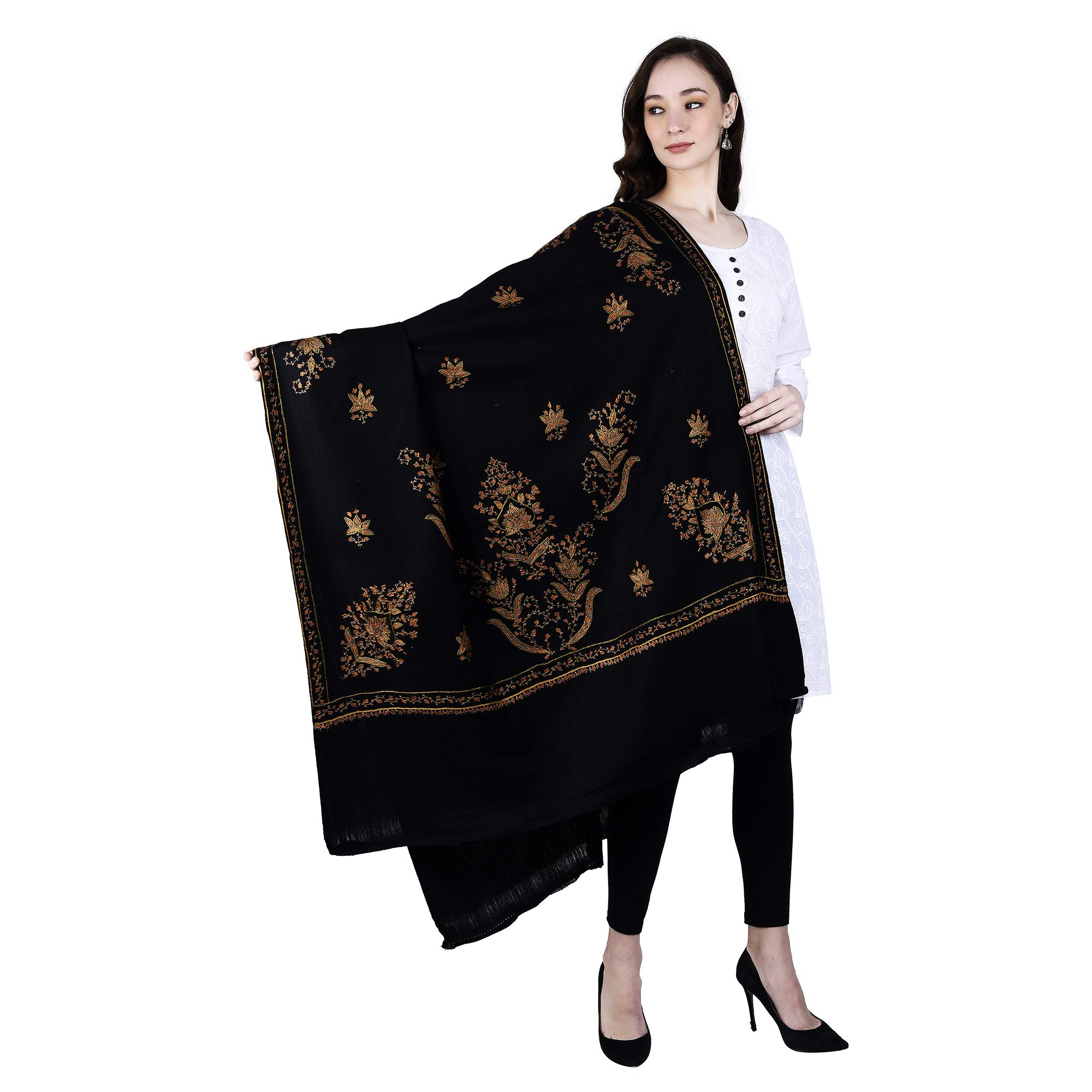 SWI WITH LABEL Women's Kashmiri Hand Embroidered Pure Wool Shawl