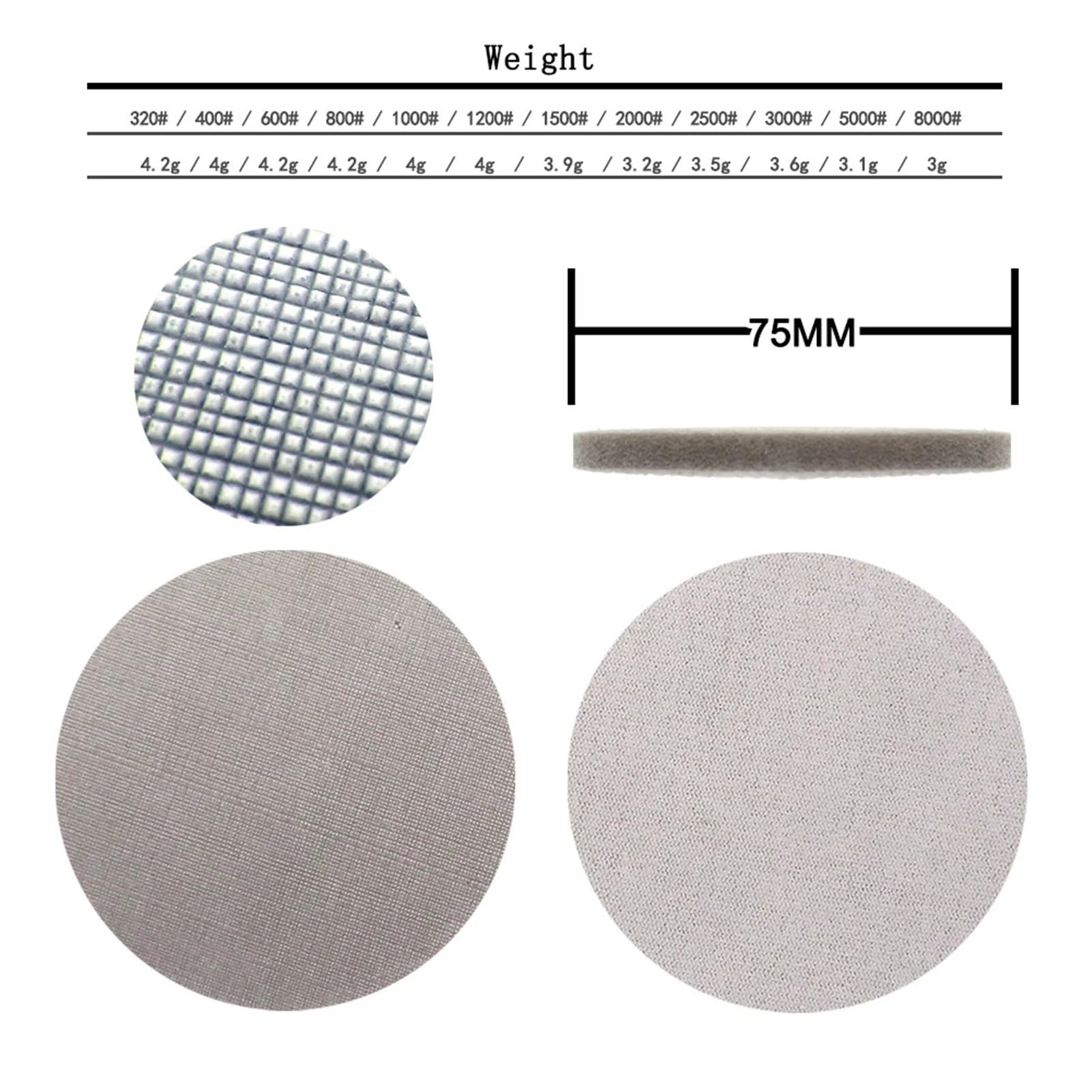 3-calowe gąbkowe krążki szlifierskie – papier ścierny z haczykiem i pętelką na mokro/na sucho (ziarno 320–8000) do precyzyjnego polerowania(6 Pcs 3000 Grit)
