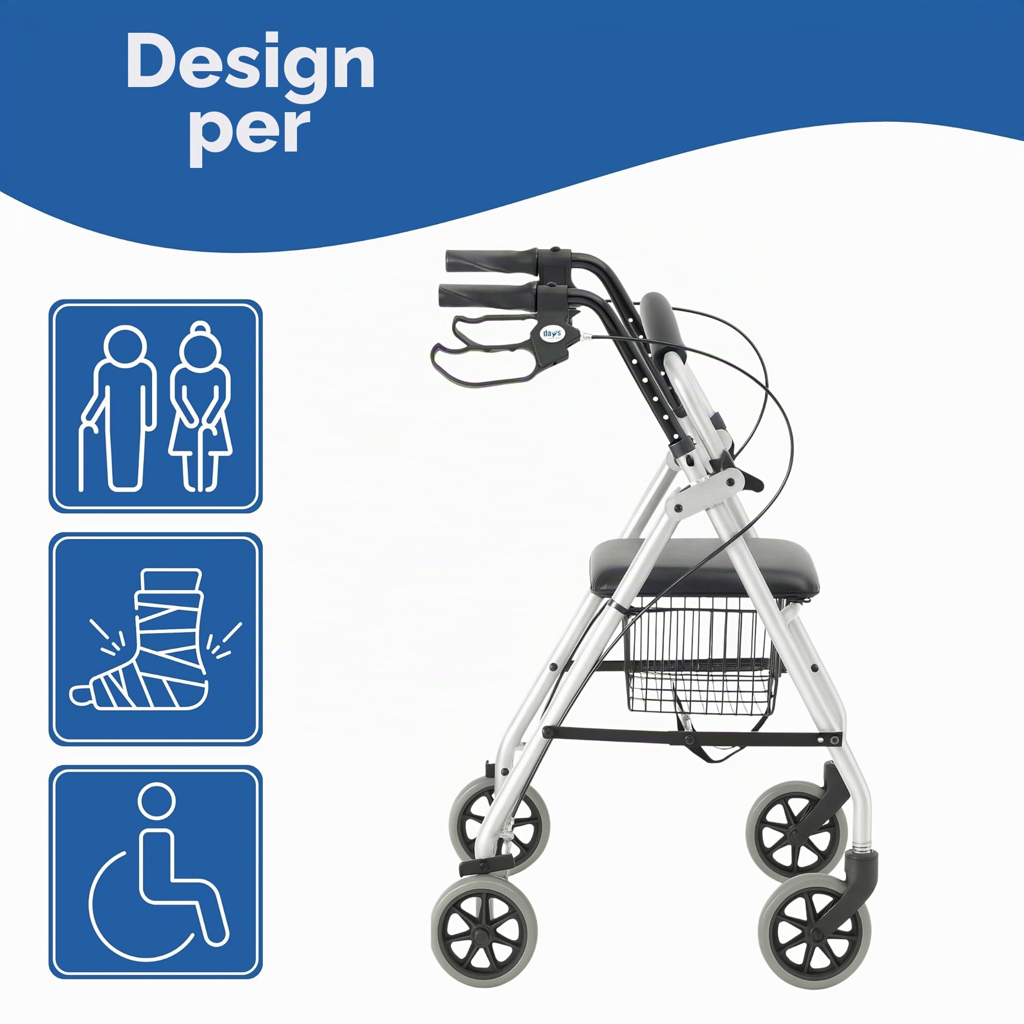 Patterson Medical - Camminatore con ruote in alluminio leggero, Grigio