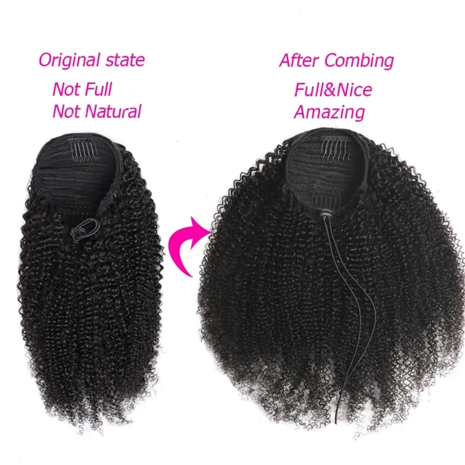 Kucyka Afro Kinky Curly Remy Extensions 4B/4C Ludzkie włosy w kucyk dla czarnoskórych kobiet Fryzura(22inches)