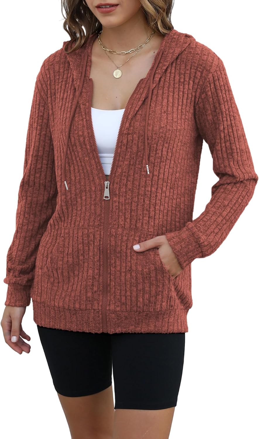 JomeDesign Sweaters for Women Long Sleeve Sweatshirt Fashion Hoodies Zip Up Loose Casual Fall Tops S-XXL - Image 2