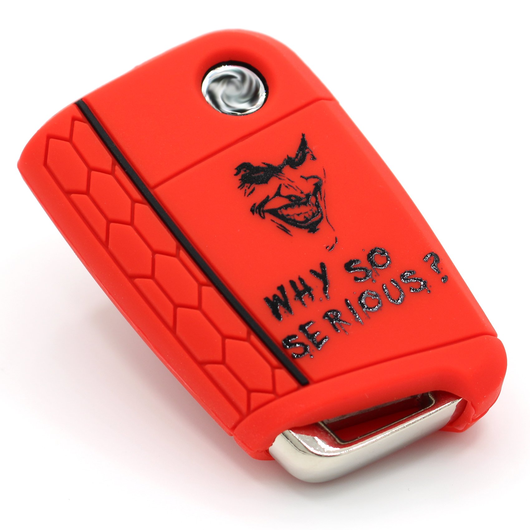 Schlüssel Hülle VB für 3 Tasten Auto Schlüssel Silikon Cover - Finest-Folia Schlüsselhülle Etui Schutzhülle (.Joker Rot Schwarz)