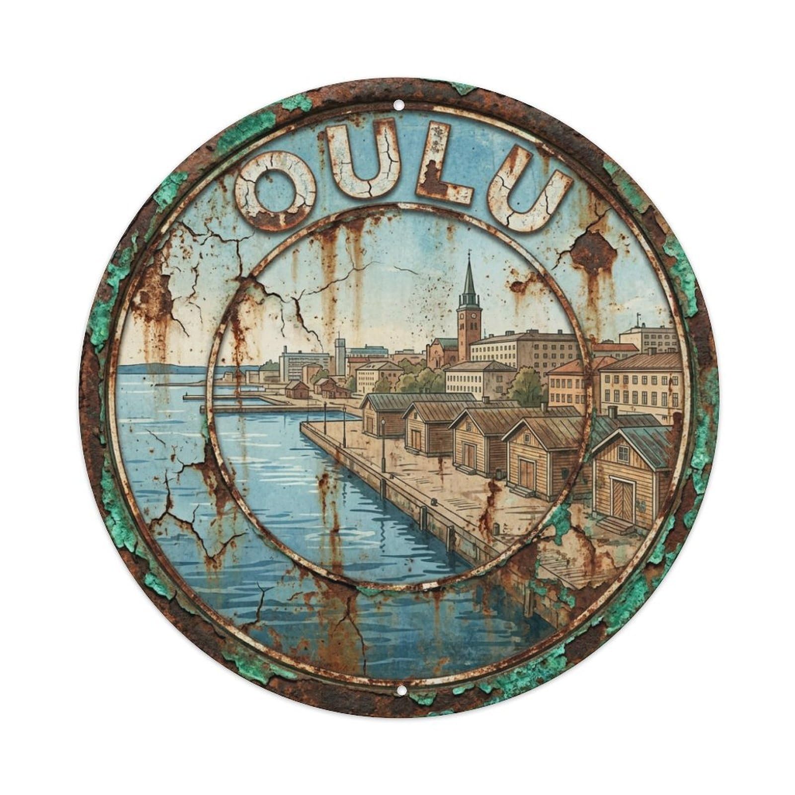 Finland Vintage Travel Oulu Metal Tin Sign