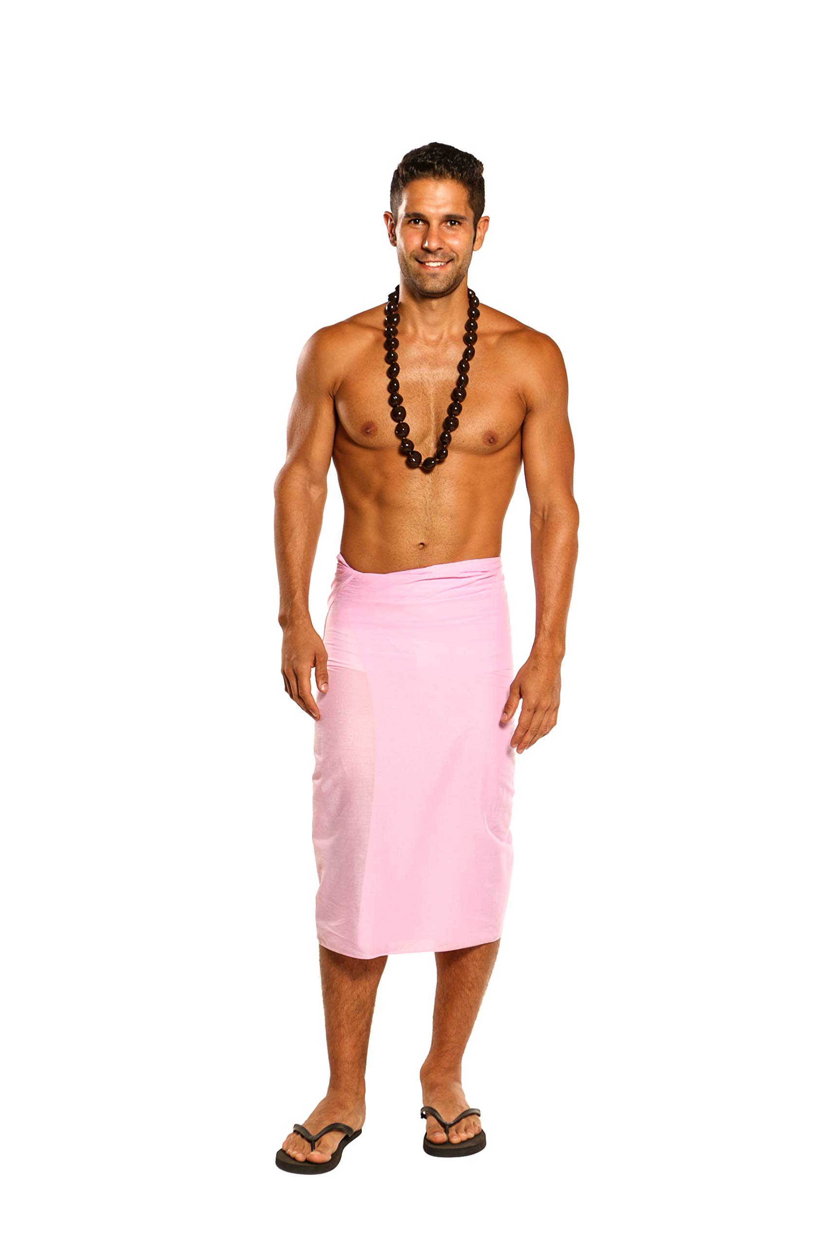 1 World Sarong Mens Beach Wrap Cotton Sarong in Pink with a Bag