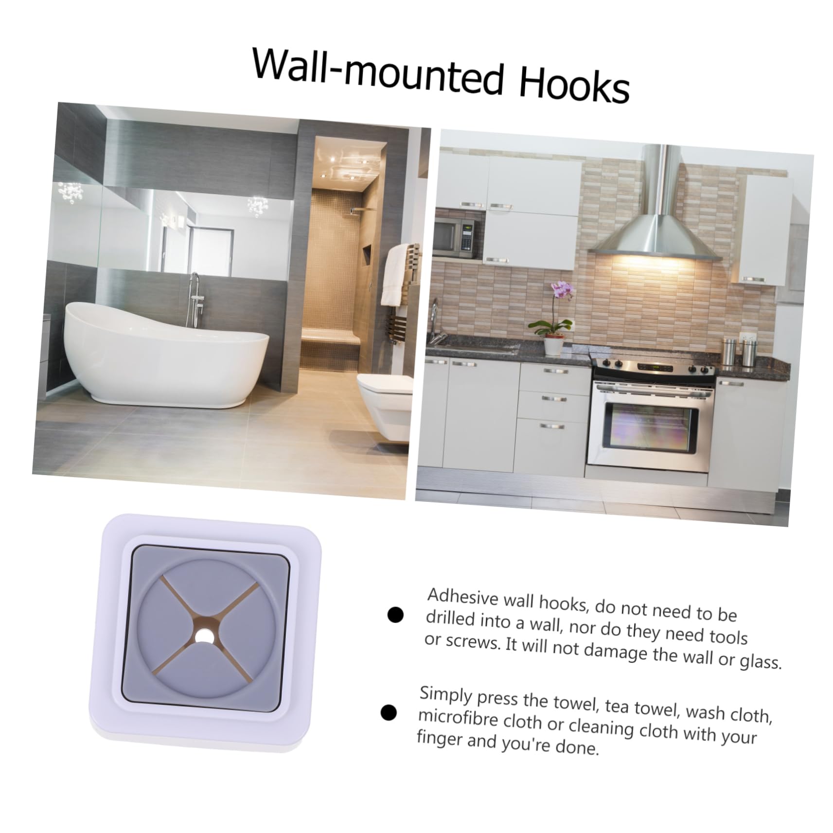 ToalleroGanchos de plástico 2 Piezas Toallero Toalla de baño Soporte para Toallas Gancho de Pared Ganchos para Toallas rústicos Ganchos para Toallas de Acero Inoxidable Ganchos para Montar en la par
