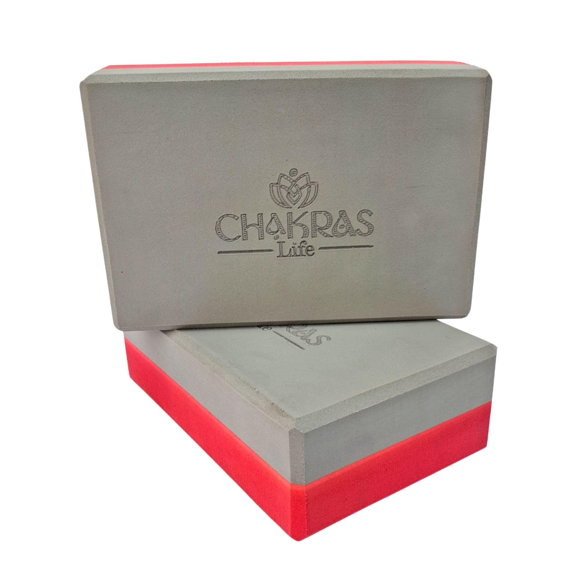 Yoga Block bricks for Safe and Sturdy Support for Beginners, Intermediate & Advanced Practice (Set of 2) | Red Grey color-image-40