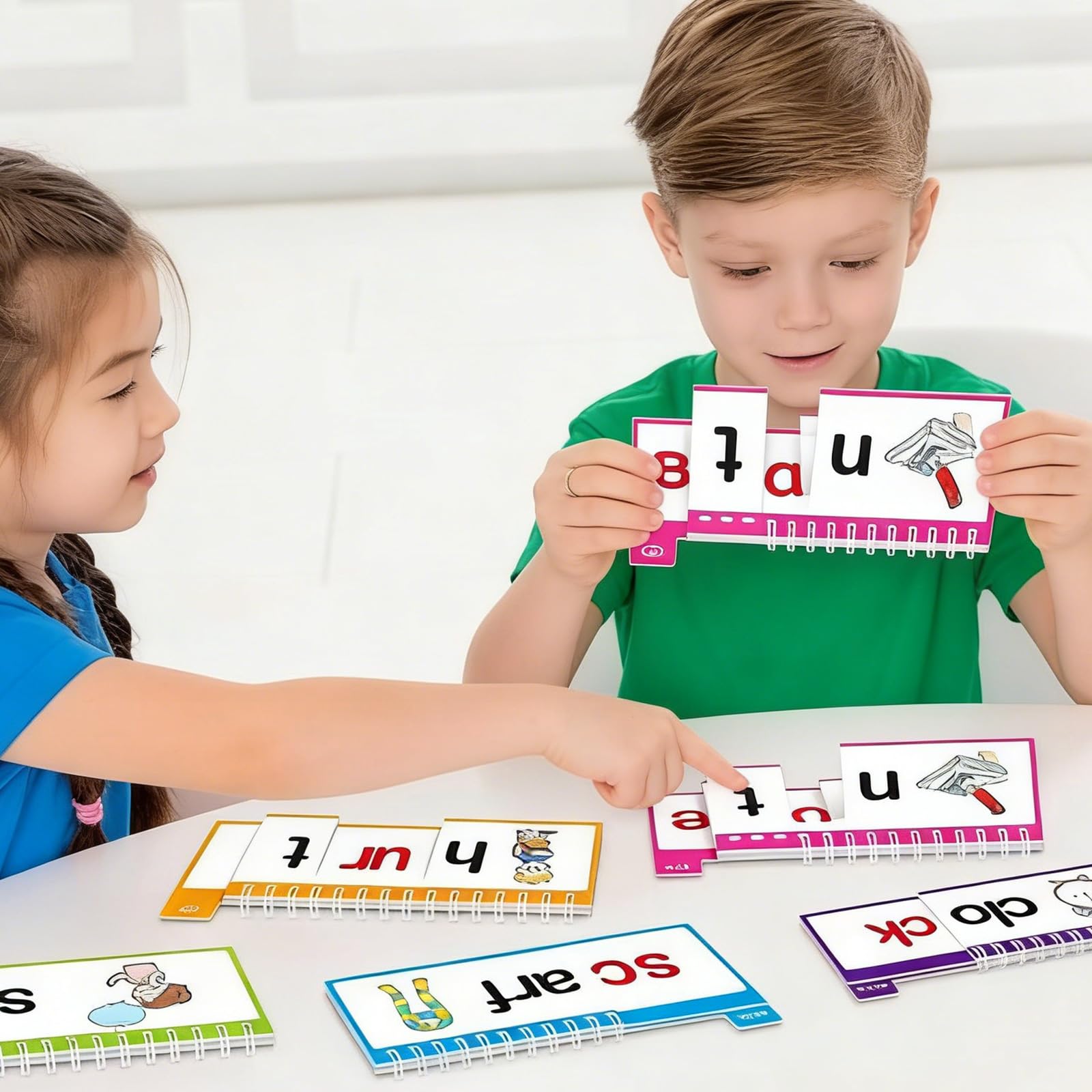 Creazione del vocabolario fonetico parole per bambini Pacchetto libri capovolti Strumento educativo Design cartaceo per l ' apprendimento interattivo Strumento apprendimento fonetico