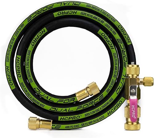 HCPRO Kit de evacuación de doble fuerza, manguera de 3/8 pulgadas y 6 pies con herramienta de extracción de núcleo de válvula nominal de vacío, 5/16