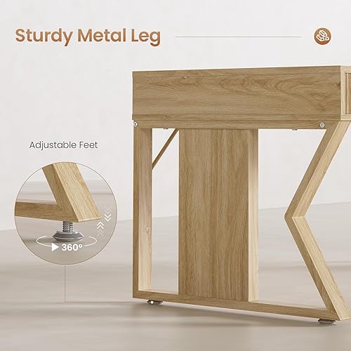 Miniatura 6 de SEDETA - Escritorio ejecutivo de 140 cm con 3 cajones, escritorio de oficina en casa con cajones de almacenamiento, escritorio de computadora y mesa