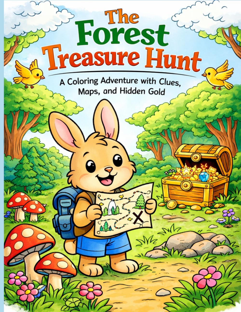 Benny the Rabbit’s Forest Treasure Hunt: A Fun Coloring Adventure with Clues, Maps, and Hidden Gold!
