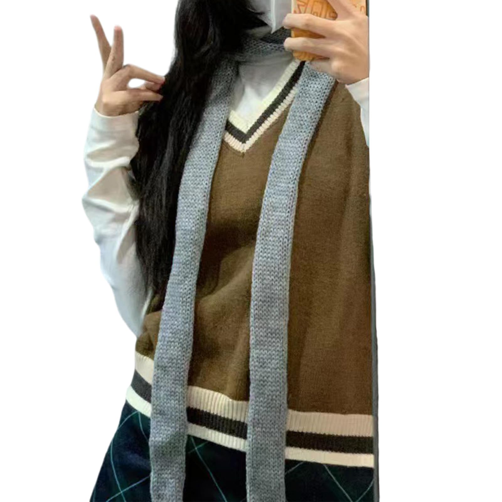 MICFENY Knit Skinny Scarf For Women Neckerchief Hangbag Handle Wrap Long Belt Choker Photo Props
