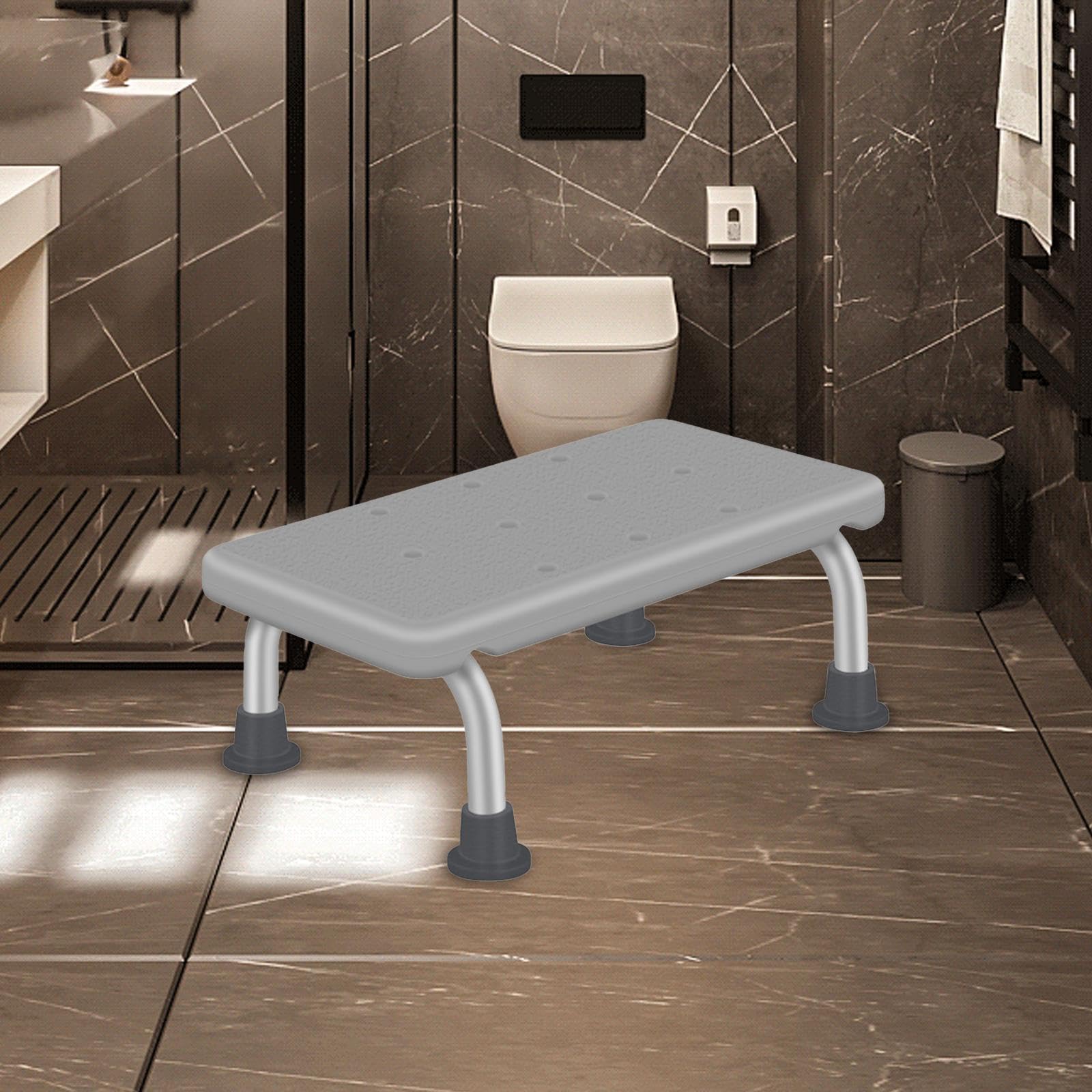 Silla de Ducha Ergonómica Taburete para Baño Banco de Aluminio Asiento de para Bañera Estructura Ligera Y Resistente Adecuada para, Gris, Individual