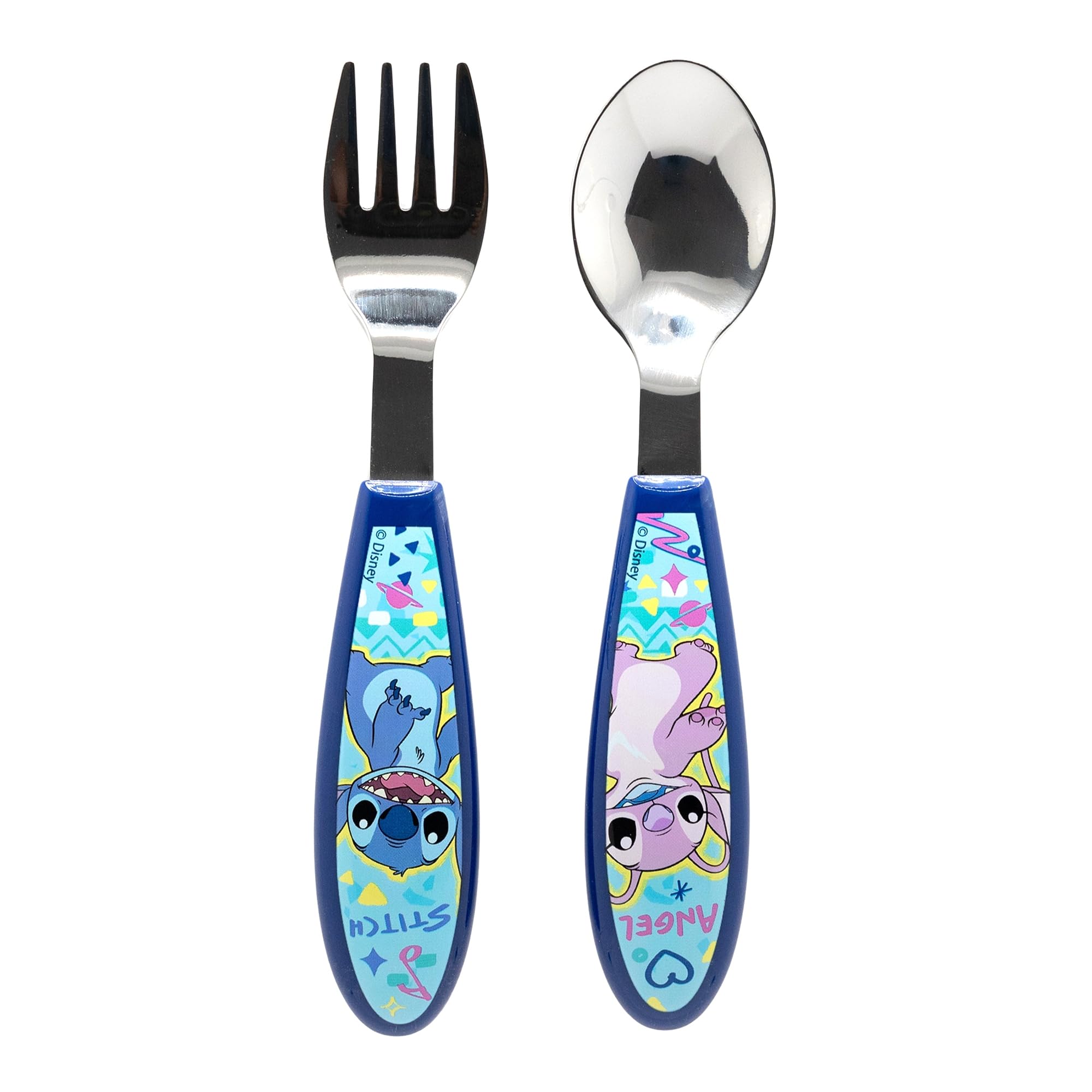 Stitch Set of 2 Stainless Steel Cutlery Fork and Spoon, Blue