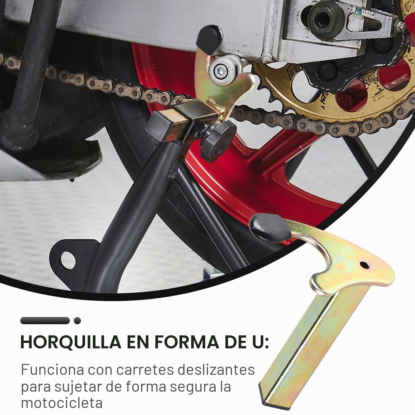 EFUTURETIME 2 Piezas Adaptadores para Caballete Trasero de Moto Universal, Soporte de Basculante de Moto 20 X 20 X 118 mm, Mantenimiento de Garaje, Limpieza de Moto, Forma de U