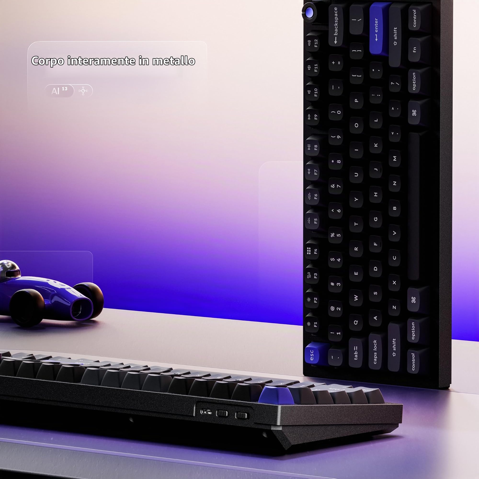 Keychron Q6 HE - Tastiera cablata ad effetto hall, tastiera con interruttore magnetico a scatto rapido, hot swap, frequenza di polling 8000 Hz, layout full-size in alluminio, RGB personalizzato per