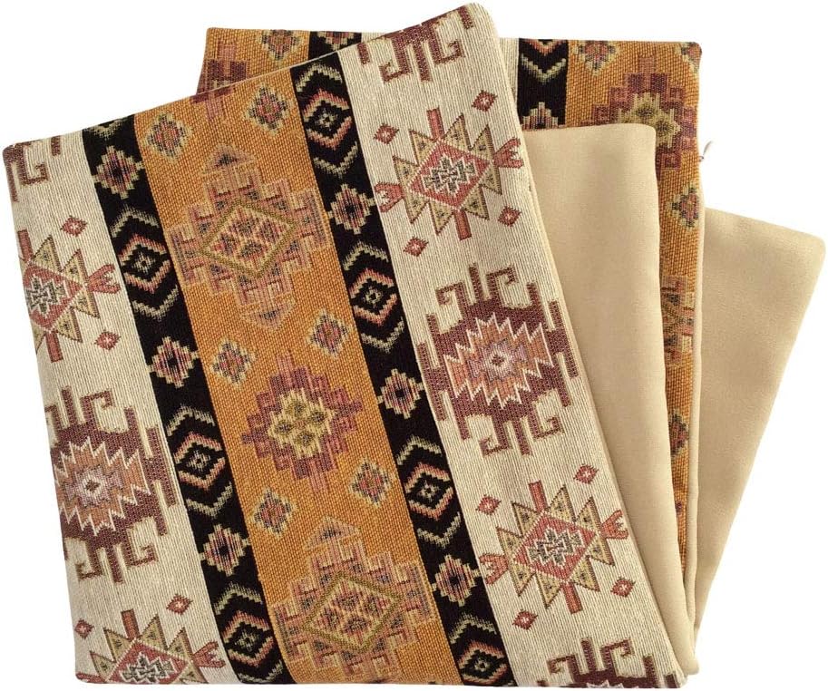 22 x 22 Inches Large Throw Pillow Covers Mustard Yellow and Cream Kilim Pattern - Decorative Diwan Pillows, Boho Room Decor for Couch, Bohemian Outdoor Case for Window Seat, for Sofa