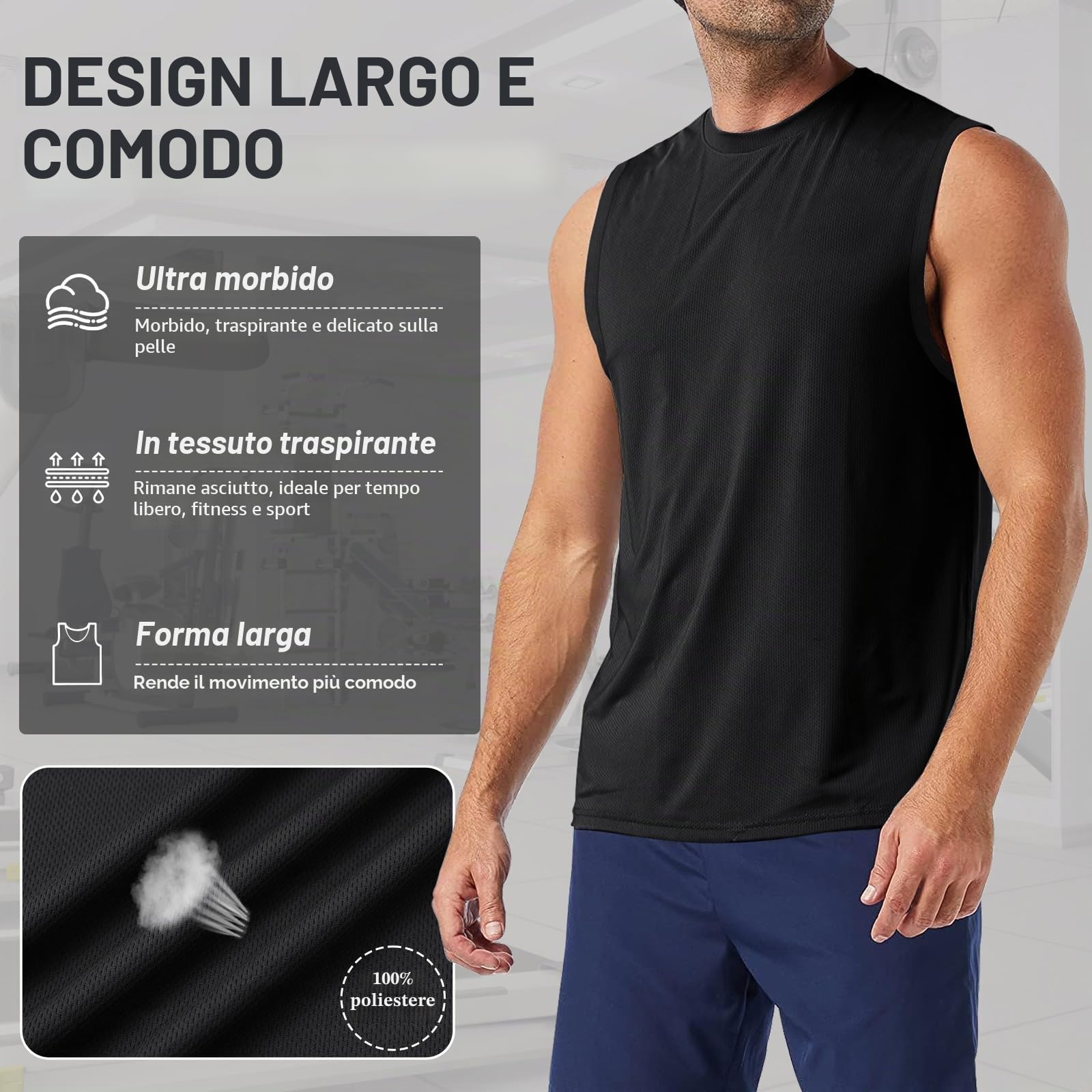 MEEYTOO Canotte Uomo,Maglie Senza Maniche Palestra T Shirt Asciugatura Rapida Sportiva per Corsa Ciclismo Fitness Vest