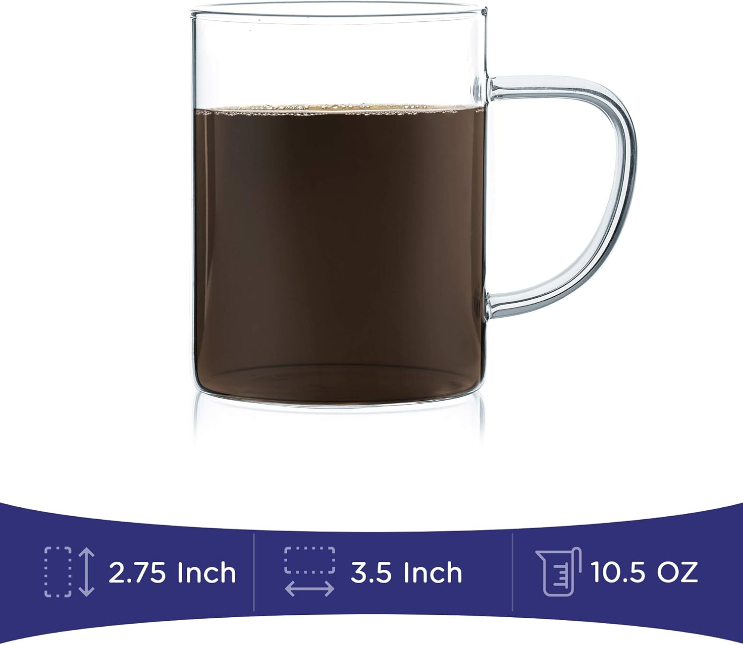 JavaFly Maurea Glass Mug 10.5 oz, Clear (Pack of 4)