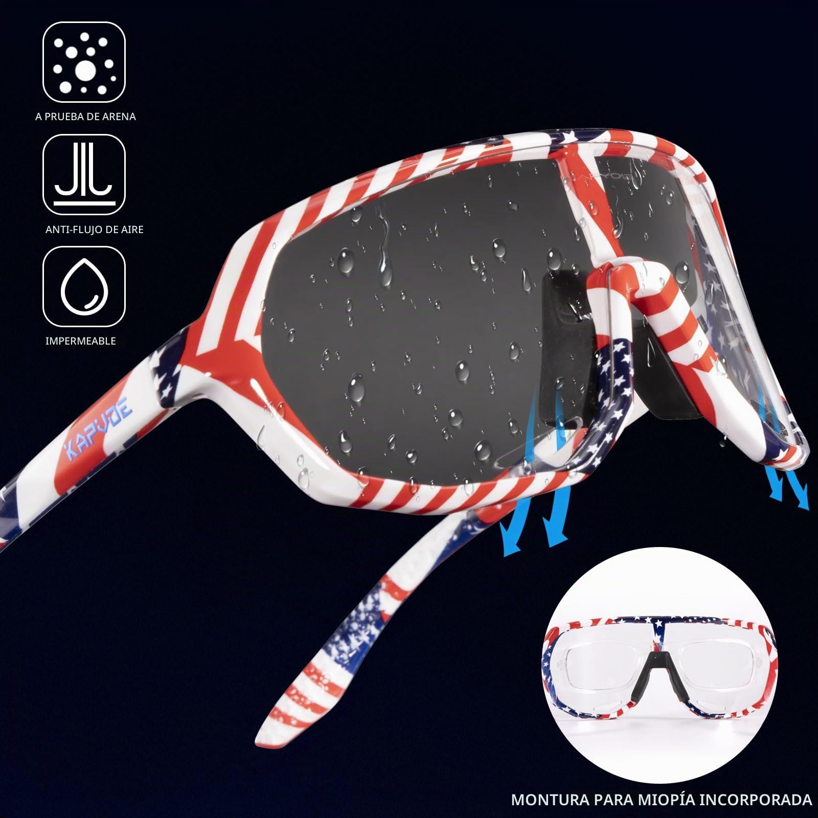 KAPVOE Gafas de Ciclismo Fotocromáticas K63 | Lente fotocromática UV400, ventilación integrada, montura TR90 ligera y ajuste estable para ciclismo y MTB