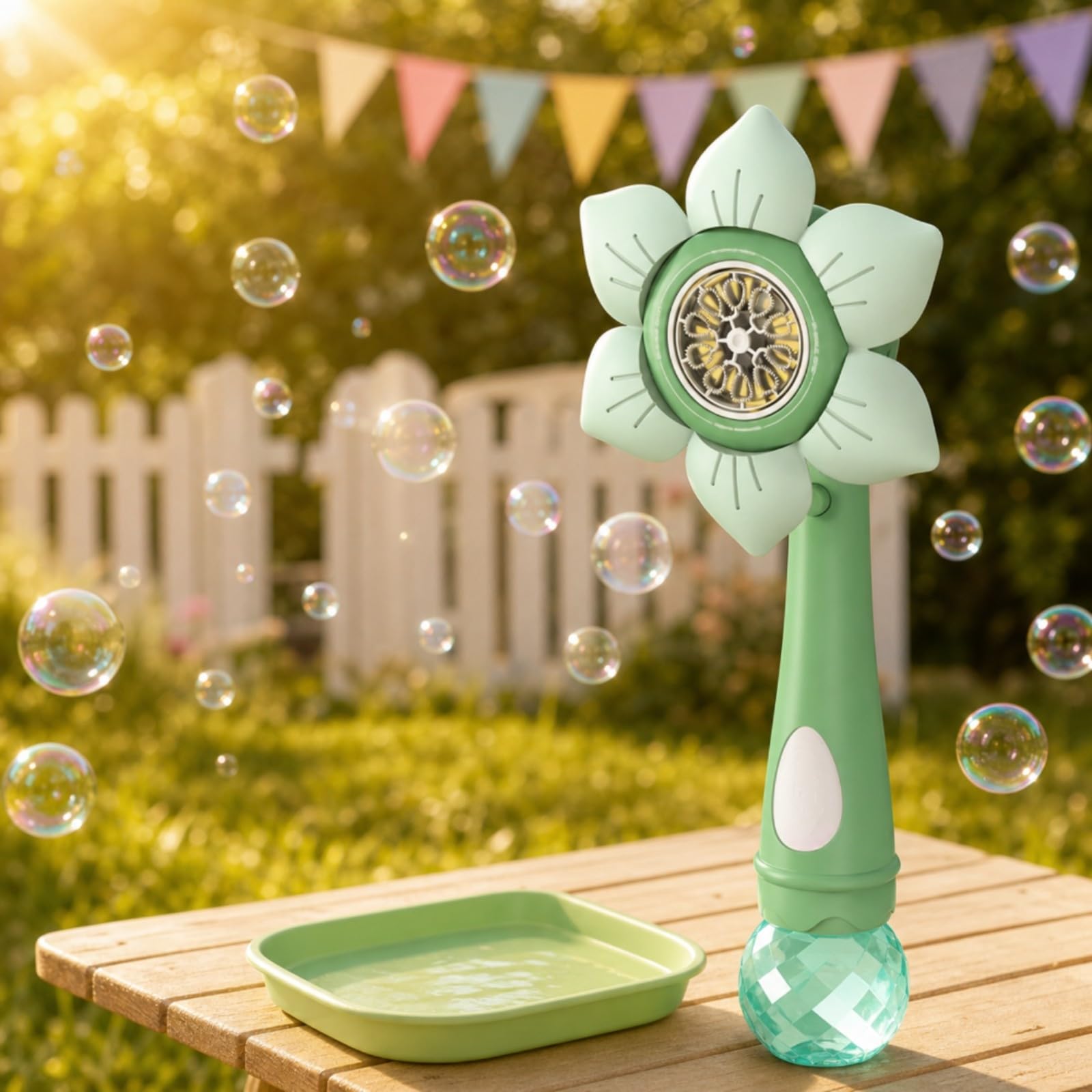 kowaku Soffia Bolle Automatico Portatile Multiforo Giocattolo Senza per attività Familiari All'aperto, Giardino, Feste, Verde