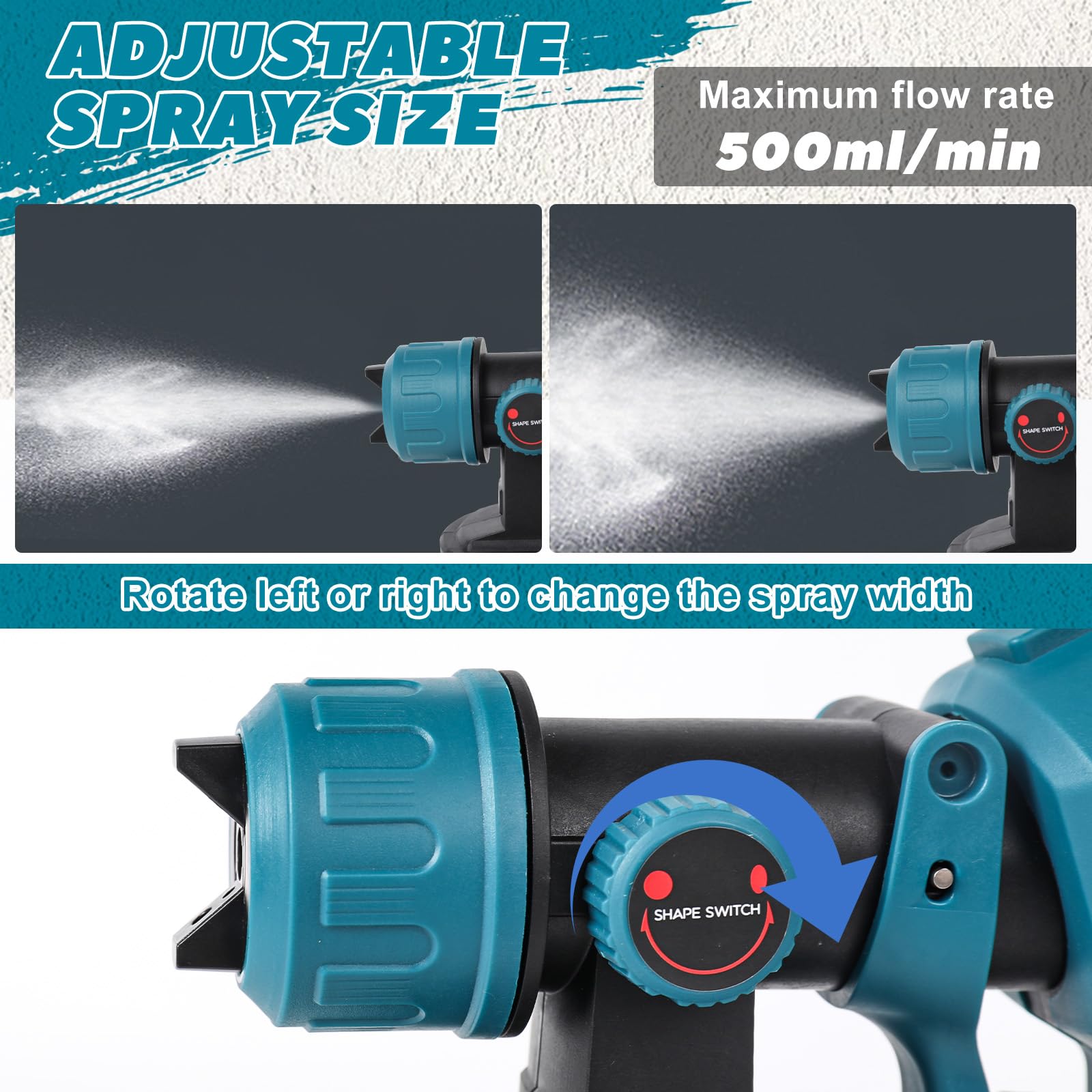 1000ML Cordless Paint Spray Gun FOR Makita 18V Battery Powered Brushless Motor