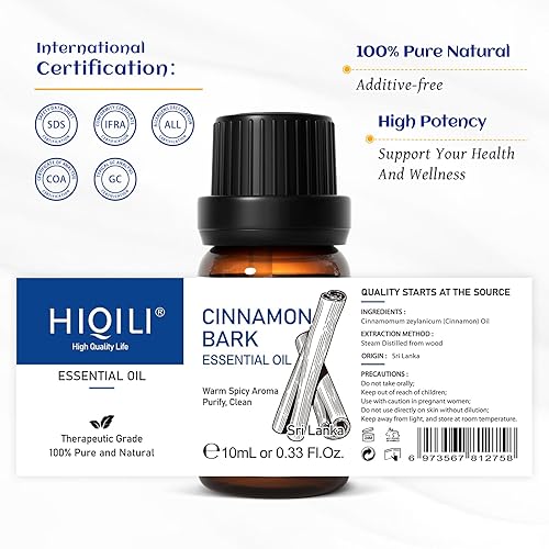 Miniatura 7 de HIQILI - Aceite esencial de canela, puro, natural y orgánico de grado terapéutico para difusor, masaje-10ml
