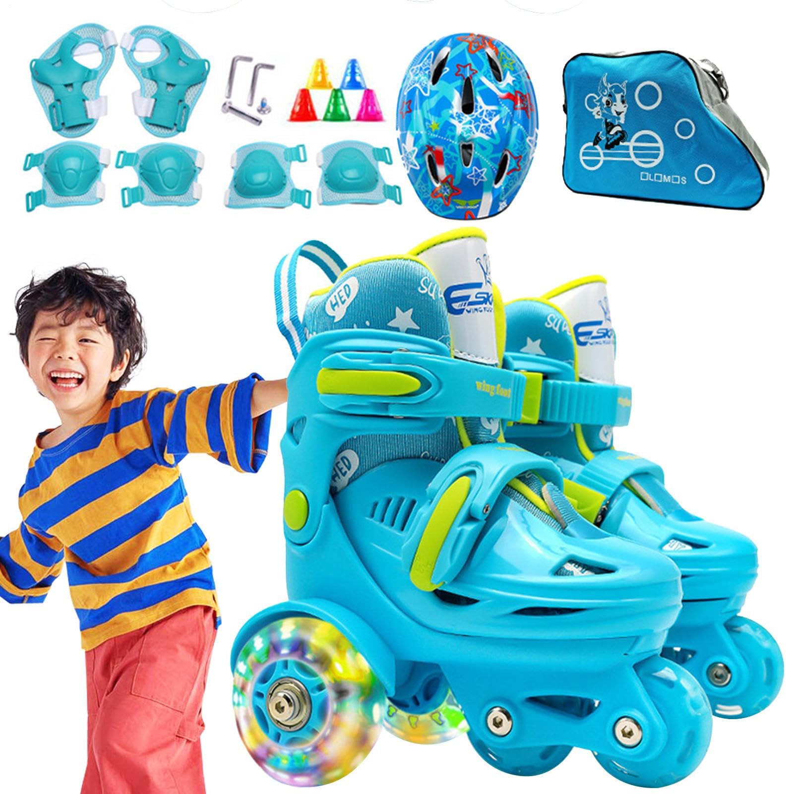 Pattini a Rotelle per i Bambini Ruote Luminose Età 3-8 Anni | Tre Punti Borse, Scarpe Pattinaggio Per Parchi Giochi All'Aperto E Palestra Al Coperto, Pattini A Rotelle Per Bimbi