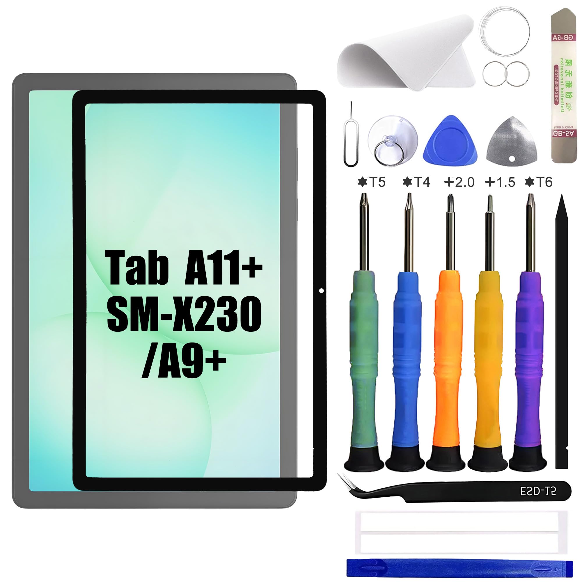 Cristal frontal Samsung Tab A11 con kit de reparación y OCA 6