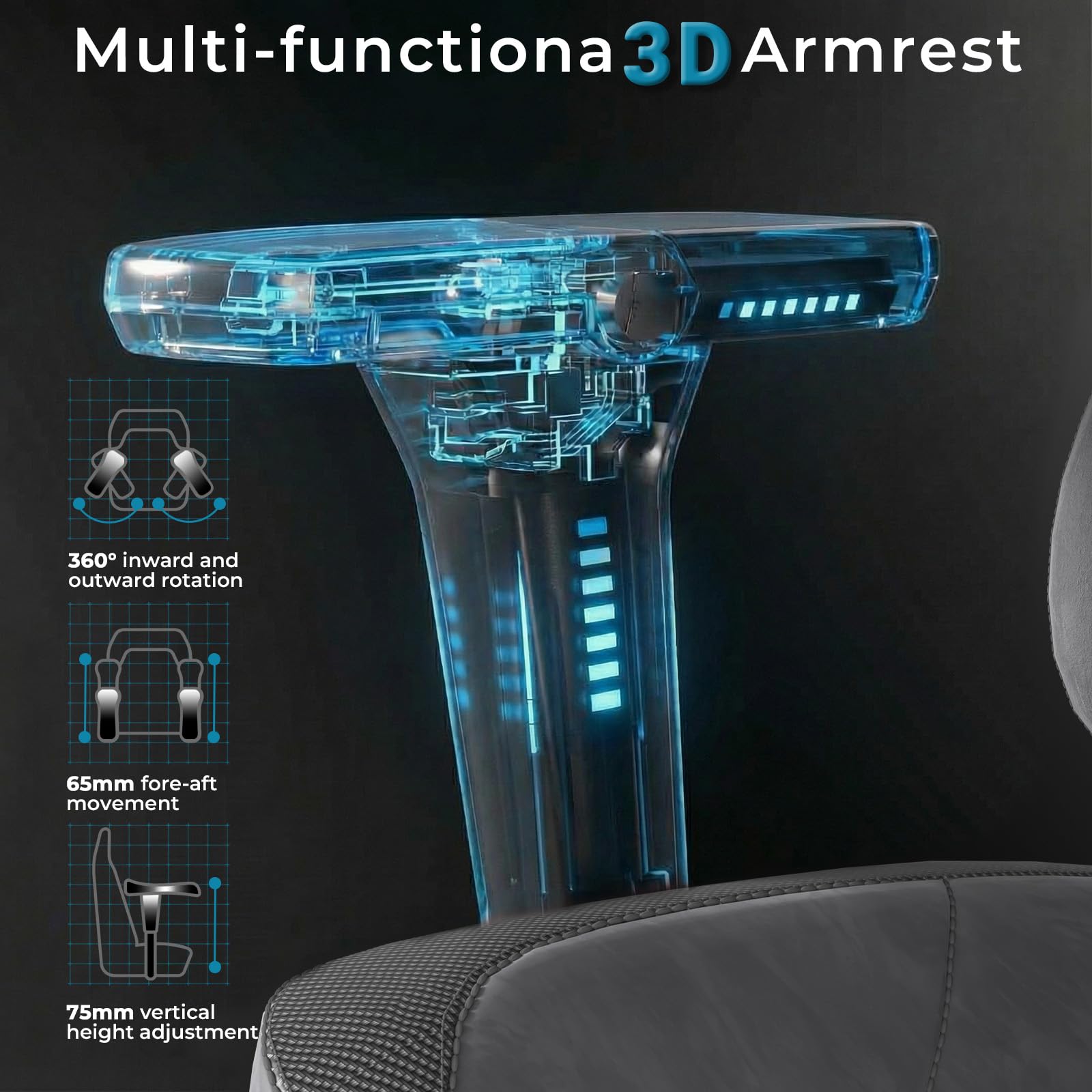 JUMMICO Sedia da gaming in ecopelle, sedia da ufficio ergonomica con braccioli 3D, sedia da scrivania con schienale reclinabile per gaming, lavoro e studio, portata massima 200 kg, grigio argento