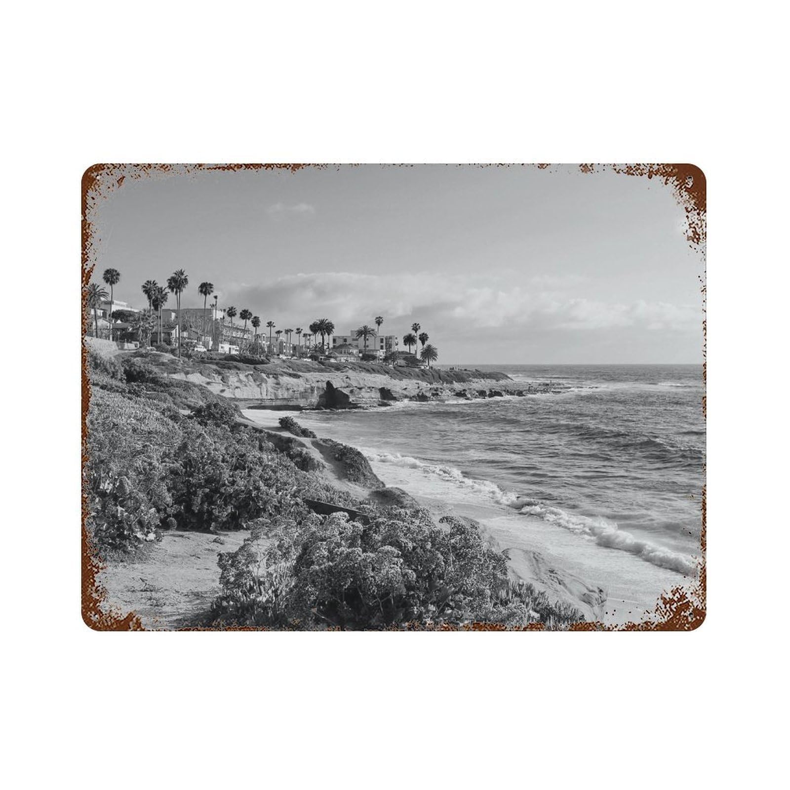 xiaoxiaoshen Black And White Southern California Photo Wall Decor Art Metal Tin Poster Modern Home Decor Art Home Bar Shop Decorations Vintage Sign 30x40cm