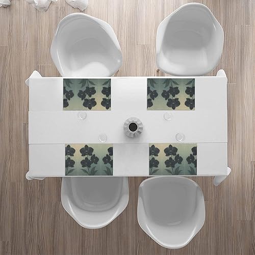 Miniatura 6 de Rectangular Placemats Set of 4, Heat Resistant Ink-Dyed Orchid Printed Kitchen Dining Table Mats