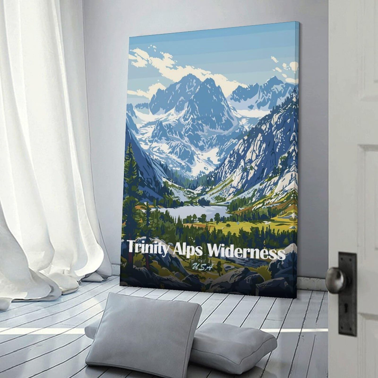 Junmoney Frame-Style-23 Trinity Alps Wilderness Landscape Art Decorative Wall Artwork, 12X18inch(30X45cm), For New Homes, Bedrooms Or Workspaces, Gift Idea For Housewarming And Birthdays